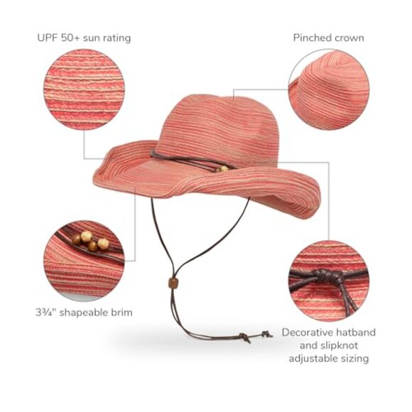 UPF 50+ Sun Hat Adjustable Chin Strap Shapeable Brim Western Style main image 7